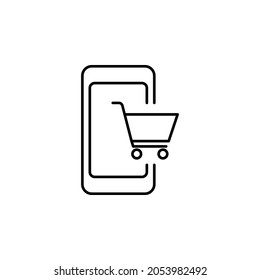 mobile phone, shop trolley icon in Payment system set