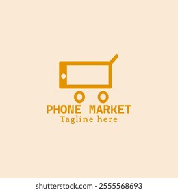 mobile phone shop vector logo design with basket. phone android vector design element