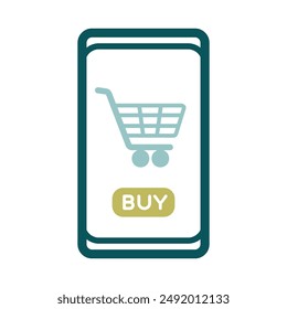Mobile phone shopping or online shopping with cart vector isolated icon. E-commerce sign. Graph symbol for your web site design, logo, app, UI