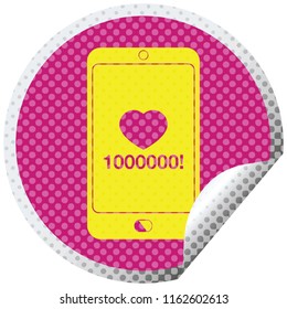 mobile phone showing circular peeling sticker