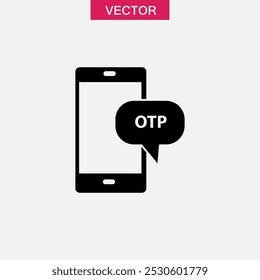 Teléfono móvil que muestra una Contraseña de una sola vez, ilustración sólida del Vector para el Web y el App.. eps