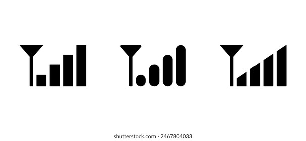 Mobile phone signal icon set in generic style. Gsm network concept