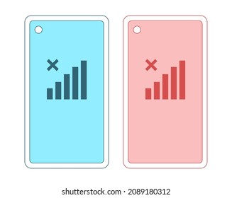 Mobile phone with signal sign icon, vector illustration. Flat design style. Mobile connection