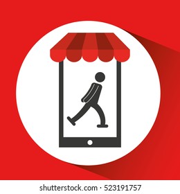 mobile phone silhouette sportman ice skate vector illustration eps 10