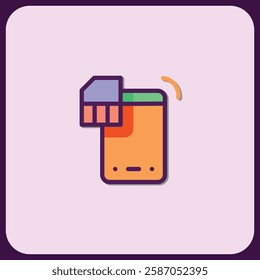 Mobile Phone SIM Card Insertion Icon Graphic