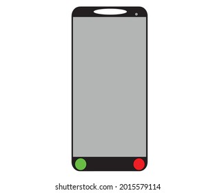 Mobile phone simple clip art vector illustration red and green button