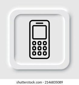 Mobile phone simple icon. Flat design. Neumorphism design.ai