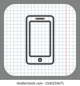 Mobile phone simple icon vector. Flat desing. On graph paper. Grey background.ai