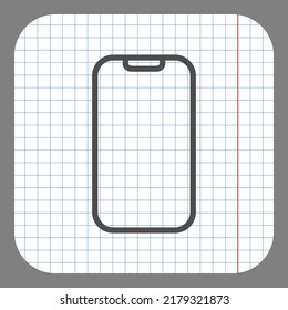 Mobile phone simple icon vector. Flat design. On graph paper. Grey background.ai