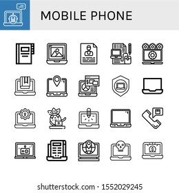mobile phone simple icons set. Contains such icons as Laptop, Contacts, Contact, can be used for web, mobile and logo