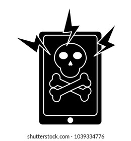 Mobile Phone And Skull Bones Hazard Technology