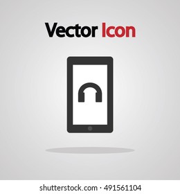 mobile phone, smart phone headphone upload icon design, vector illustration image.