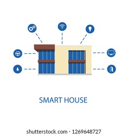 Mobile phone Smart Home House app application concept. Home automation system. Vector illustration