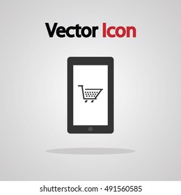 mobile phone, smart phone shopping icon design, vector illustration image.