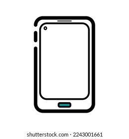 Teléfono móvil o vector de teléfono inteligente con pantalla blanca en blanco aislada en fondo blanco
