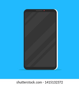 Mobile phone. Smartphone with black screen. Modern flat design. Vector illustration