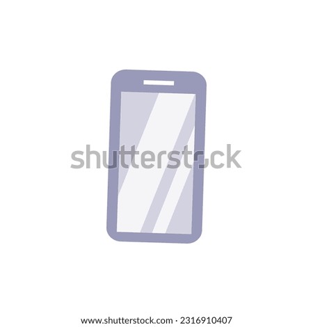Mobile phone or smartphone with blank touch screen icon flat vector illustration isolated on white background. Mobile communication device or modern phone.