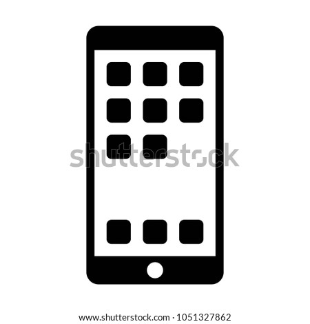 Mobile phone / smartphone with a bunch of apps on screen flat vector icon
