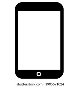 Mobile phone, smartphone display silhouette, symbol, vector illustration, in black and white color, isolated on white background