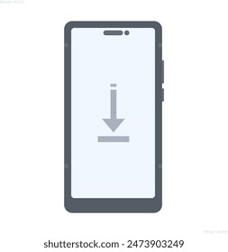 Mobile phone, smartphone with download icon. Flat design style. Technology vector illustration