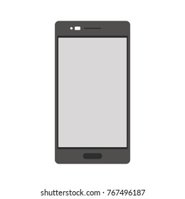 Mobile phone smartphone grey color with empty grey screen, camera and menu button vector eps10. Mobile phone vector sign.
