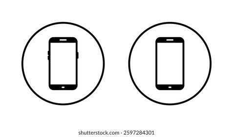 Mobile phone, smartphone icon on black circle. Cellphone sign symbol
