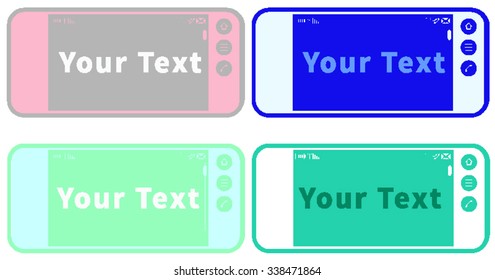 Mobile phone smartphone. Iphon mockups with blank screen  on white background. Vector illustration. For printing and web element, game and application mockup. Screen ,  background, four colors.