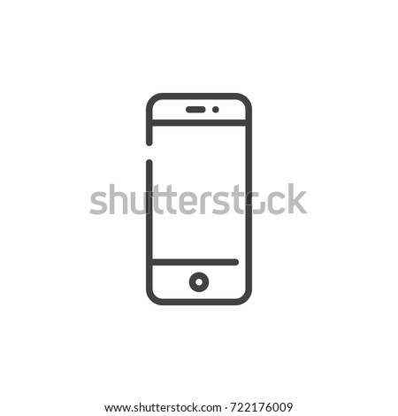 Mobile phone or smartphone line icon, outline vector sign, linear style pictogram isolated on white. Symbol, logo illustration. Editable stroke