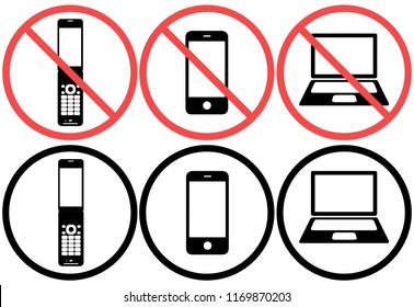 Mobile phone Smartphone personal computer mark prohibition mark use prohibited illustration