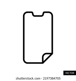 Mobile phone, Smartphone screen protector, Glass screen guard vector icon in line style design for website, app, UI, isolated on white background. Editable stroke. EPS 10 vector illustration.