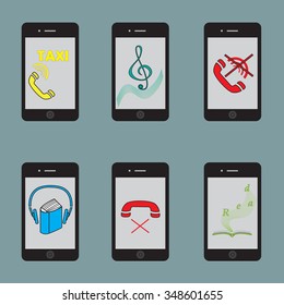 Mobile phone smartphone with set of new icons