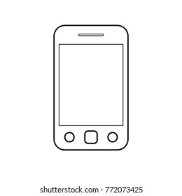 Mobile phone smartphone with tree buttons outline vector eps10. mobile phone icon outline sign