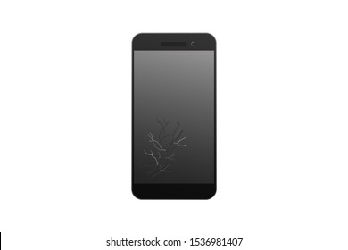 Mobile phone smashed. Vector illustration. The touch screen is broken.