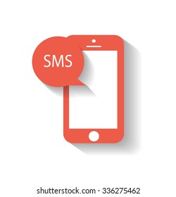 Mobile phone sms chat icon vector eps 10 red
