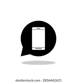 Mobile phone sms chat text message speech sign icon with shadow