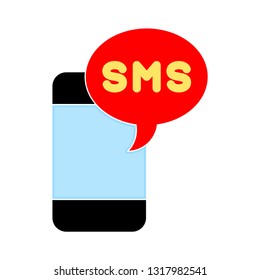 mobile - phone with sms icon. Vector smartphone sms