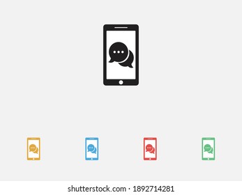 Ilustración vectorial de icono sms de teléfono móvil. Icono de chat de teléfono y móvil. Conjunto de coloridos iconos de diseño plano