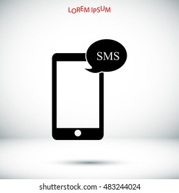 Mobile phone sms icon, vector best flat icon, EPS