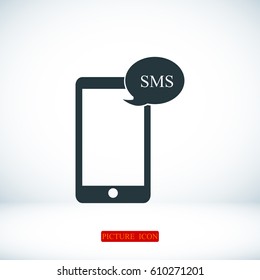 Mobile phone sms icon, vector best flat icon, EPS