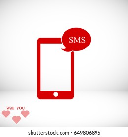 Mobile phone sms icon, vector best flat icon, EPS