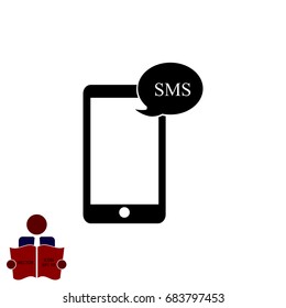 Mobile phone sms icon, vector best flat icon, EPS
