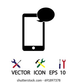 Mobile phone sms icon, vector best flat icon, EPS