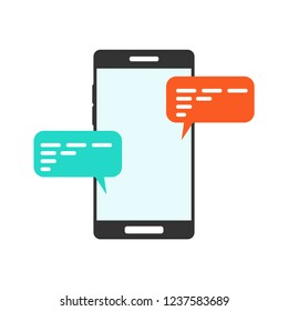 Mobile phone social chat. Vector illustration.