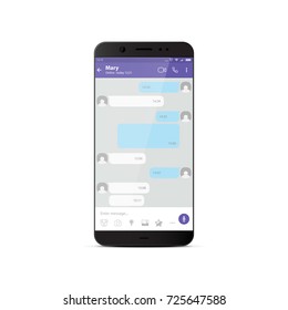 Mobile phone. Social network concept. Messenger window. Chating and messaging concept. Vector illustration.