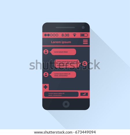 Mobile phone. Social network concept. Vector illustration. Chating and messaging concept.
