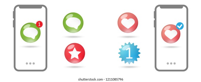 Mobile Phone and Social network icons and stickers