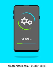 Mobile Phone Software update in process . illustration in flat style Vector Icon