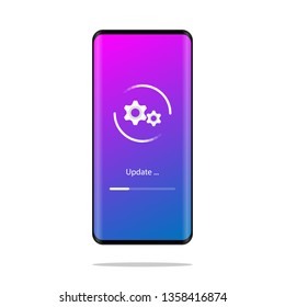 Mobile Phone Software update in process . illustration in flat style. Vector Icon