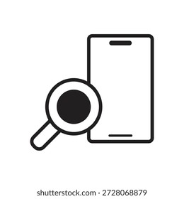 Teléfono móvil con un icono de lupa sólida