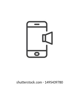 Mobile phone sound notification line icon. linear style sign for mobile concept and web design. Smartphone volume tone outline vector icon. Symbol, logo illustration. Vector graphics